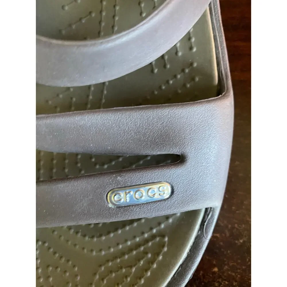 Crocs Brown Patricia Mini Wedge Sandal Strappy Comfort Lightweight Quick dry 10